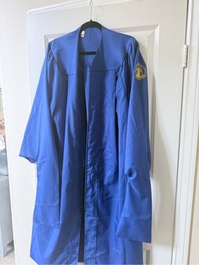 Royal Blue Masters Graduation Gown with San Jose State Embroidered patch